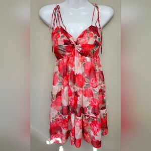 Floral Red Mini Dress